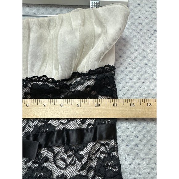 Mystic Strapless A Line Dress Womens Black White Lace Bodice Colorless Flowy - Picture 11 of 14
